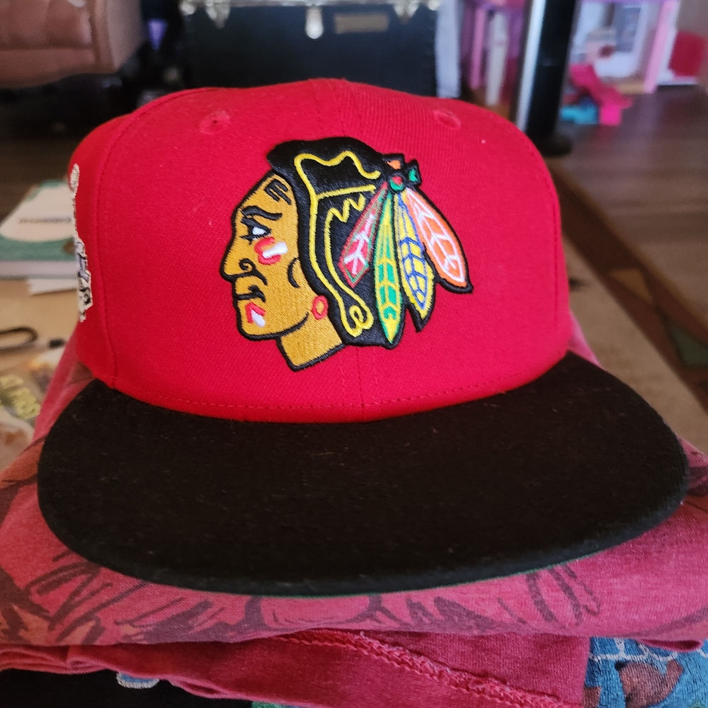 Red Fitted Cap with Black Brim